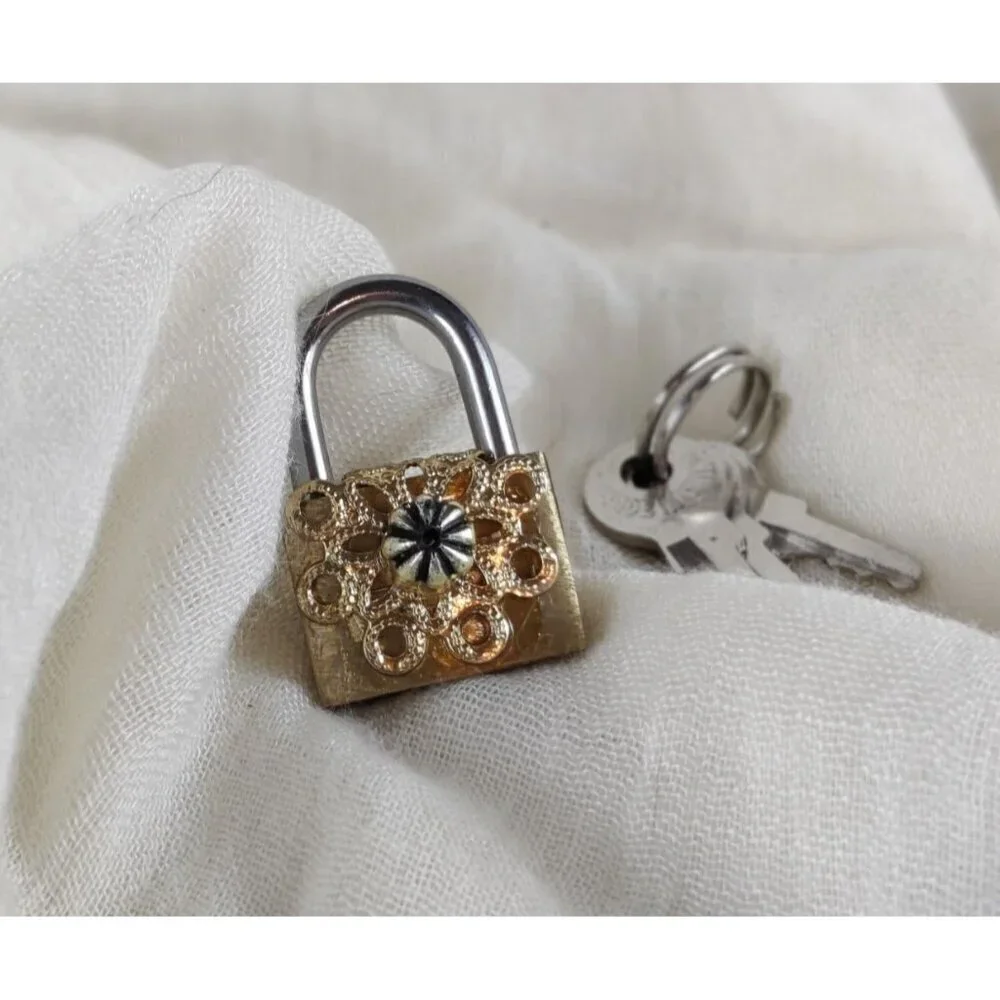 Steampunk Mini Padlock Upcycle Metal Filigree Armadillo Jewelry Key Cosplay